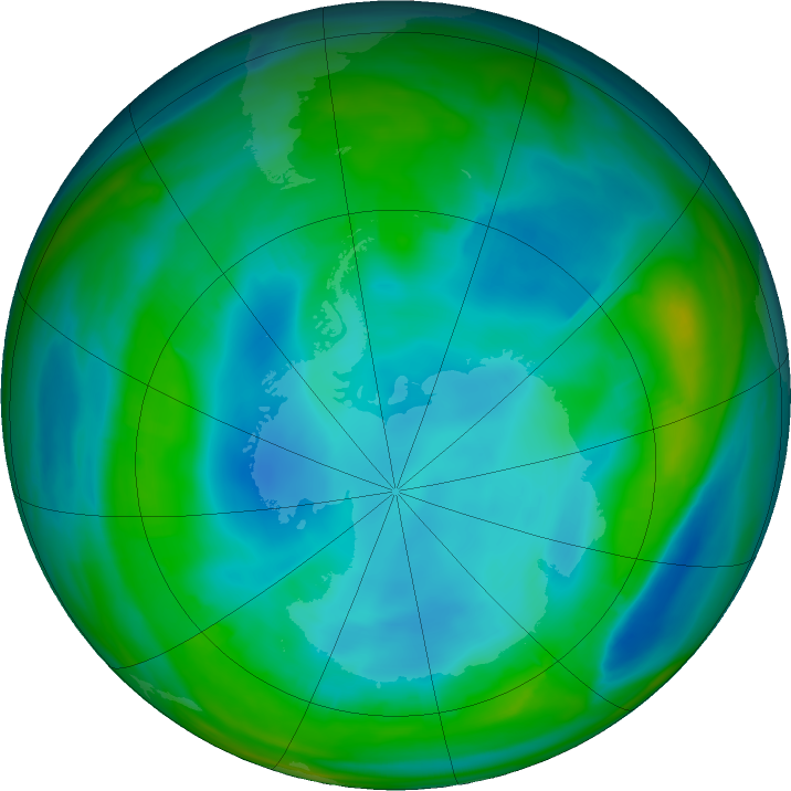 Antarctic ozone map for 20 July 2021
